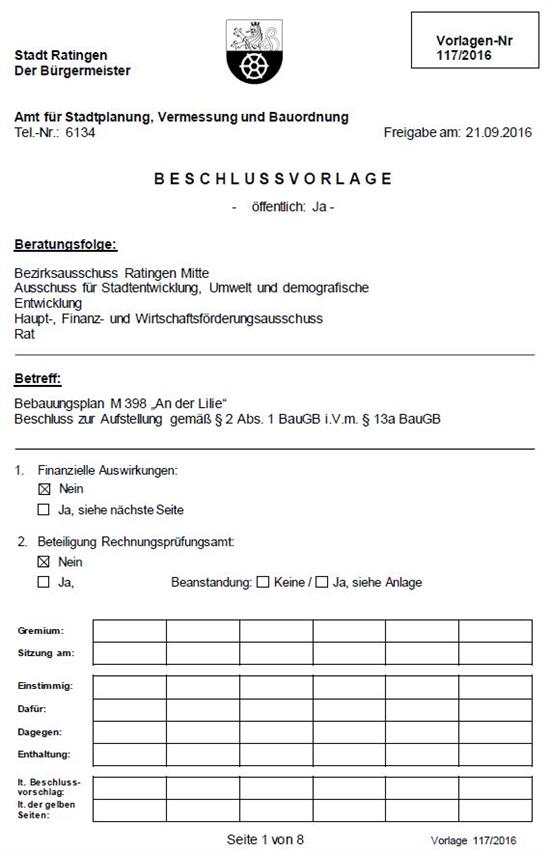 Absetzung der Vorlage 117/2016 im BezA1 - Bürgerantrag/Bürgerinfo hierzu