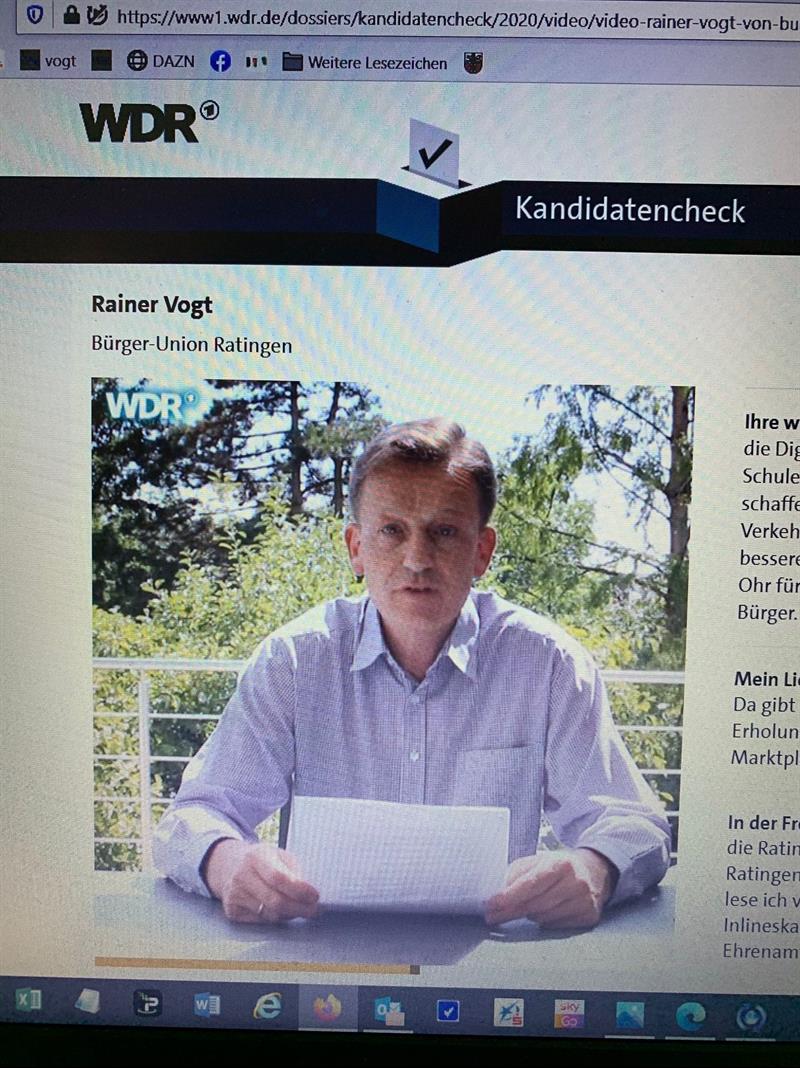 Bürgermeisterkandidat Rainer Vogt im WDR Kandidatencheck...